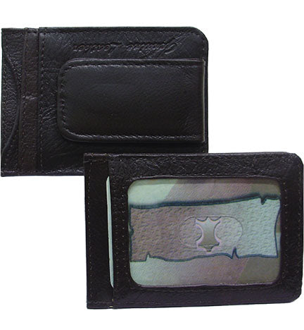 0168BK - Money clip wallet - 3 cc slots with magnetic bill holder on front, clear ID holder on back