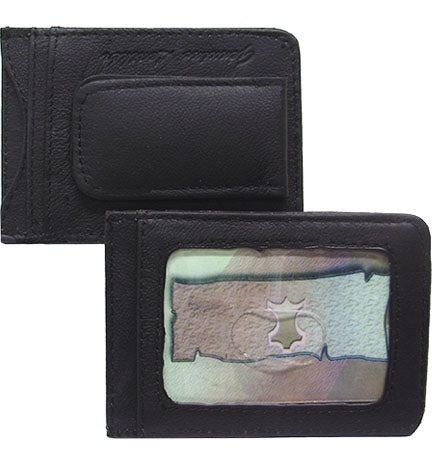 0168BR - Money clip wallet - 3 cc slots with magnetic bill holder on front, clear ID holder on back