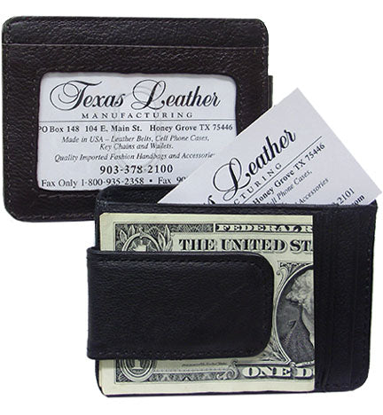 0169BK - Money clip - Magnetic clip, cc slots, clear ID holder