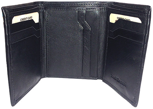 0176BK - HG Wallet - Soft Cowhide Tri-fold, RFID blocking, full length pocket w/divider, 9 cc slots