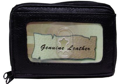 0187BK - HG Wallet - Genuine leather, 2 zip around expandable pockets for credit cards, ID slot