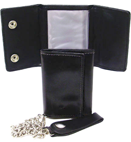 0191B - HG Wallet - Tri-Fold Double Snap Chain Wallet