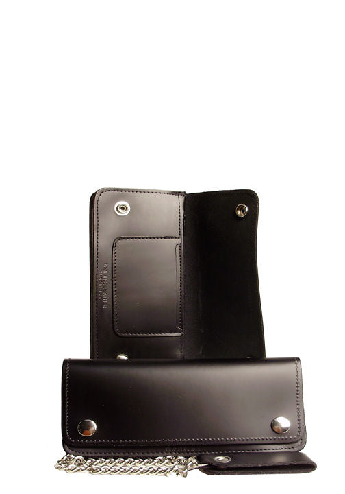 0192B - HG Wallet - All Leather 8 Chain Wallet - Black