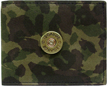 0247214 - Wallet - Bi-fold, Camo print with 12 gauge shot gun shell concho