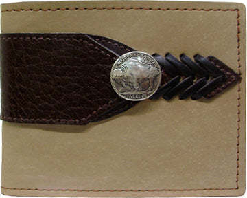 0255106T - Wallet - Bi-fold, 2 overlays with lacing, buffalo concho