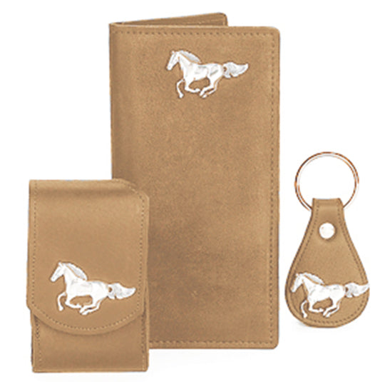 P0301048T - WALLET ONLY- NB W/ MUSTANG CONCHO - TAN