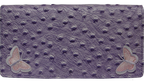 P0304502 - Wallet - Genuine Italian leather ostrich print with 2 butterflies