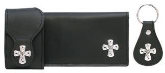 F2113133B - Flip phone cell case - Heart and cross concho, clip on back