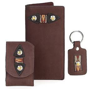 P0325058C - WALLET - NB DBL OVERLAY  W/ ROCKY 2 TONE STAR CONCHO - CHOCOLATE                ***REPLACES 00468C***