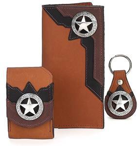 F2131050T - Flip phone cell case - Nubuck, 2 overlay, silver star concho, clip on back (Matching 0340050B, 8112050B)