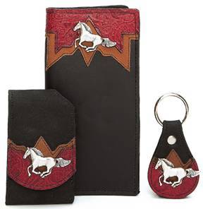 F2149048B - Flip phone cell case - 2 overlays with a running horse concho, clip on back (Matching 0353048B, 8132048B)