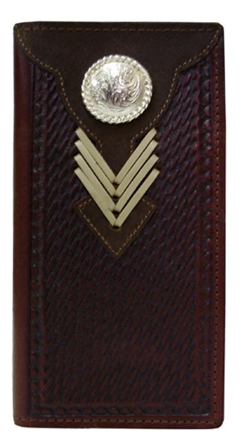 P0430071C - Wallet - Embossed with 1 overlay and lacing, round floral with rope edging