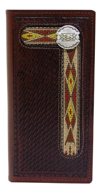 E0431032C - Wallet - embossed inlay w/round southwest concho - Chocolate