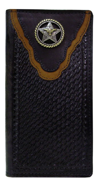 P0432042B - Wallet - Embossed with 2 overlays, longhorn on engraved star