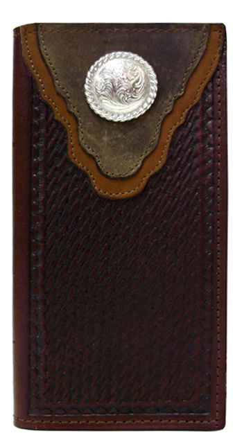 E0432071C - Wallet - Embossed with 2 oerlays, round floral with rope edge