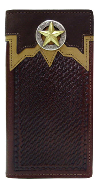 P0433055C - Wallet - Embossed with 2 overlays, gold star on a antique circle