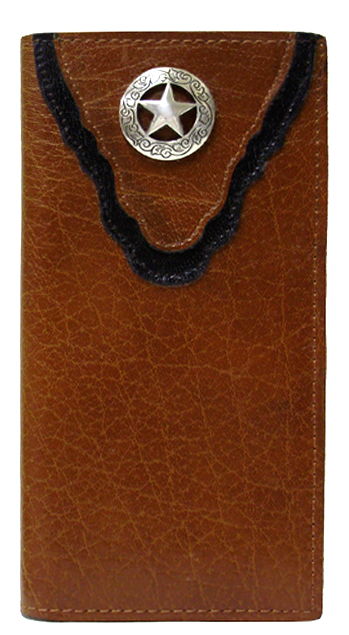 P0458050T - Wallet - 2 overlays with silver star inside antique silver circle