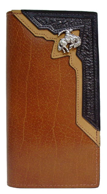 E0459082T - Wallet - 2 overlays w/one being embossed, bronc rider concho