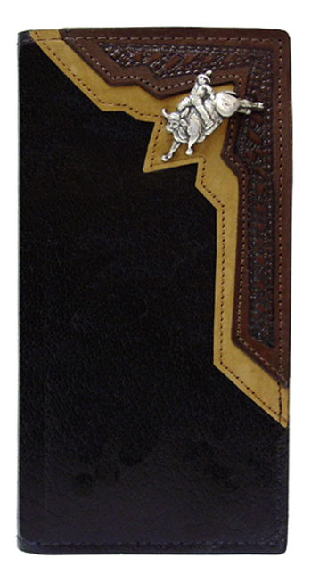 P0459084B - Wallet - 2 overlays with 1 embossed, bull and rider concho