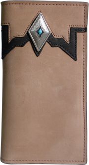 P0486067T - Wallet - Diamond concho with turquoise, cc slots, 2  pockets