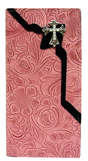 P0580212PP - Wallet - Western Rose with Swarovski crystals cross concho