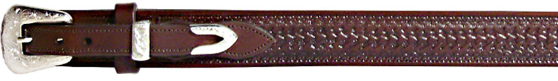 0702300C - 1.5 BROWN RANGER BELT, EMBOSSED ARROW BASKETWEAVE