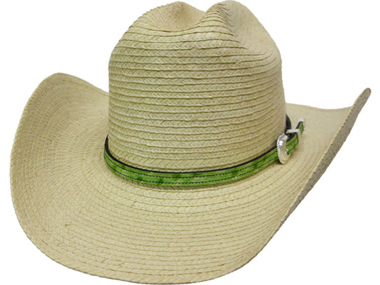 1010AA - Hat band - Green ostrich print