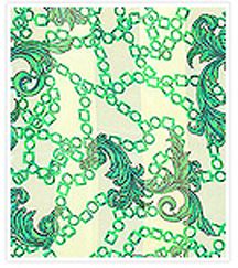 200044GN - 13 X 60<br />Scarf- Chains and flowers - Green<br />Code A