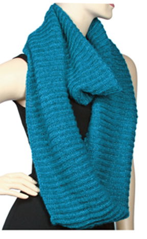 200026TL - 11x 74 <br/> Scarf - Ring style in ribbed sweater - Teal<br />  Code C