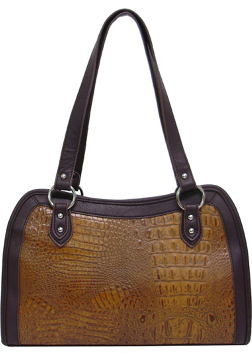 200804BR - 15.5 x 9.5 x 3<br />Genuine Italian Leather (front only) gator print, zip comp w/4 pckts, back zip vert & open pckts (200901)