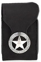 F2101050B - Flip phone cell case - Silver star inside antique silver circle, clip on back