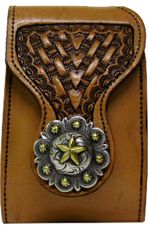 F2105010N - Flip phone cell case - Lattice work, 2 tone berry concho with gold star, clip on back