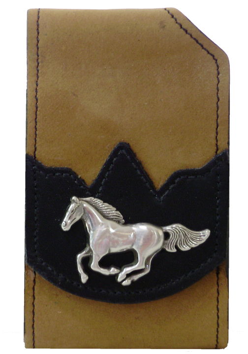 F2119048T - Flip phone cell case - Running horse concho, clip on back