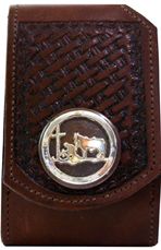 F2124061C - Flip phone cell case - Lattice work with praying cowboy concho, clip on back