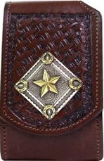 F2124183C - Flip phone cell case - Lattice work with horseshoes & a star concho, clip on back