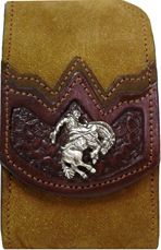 F2128082T - Flip phone cell case - 2 overlays, bronc rider, clip on back