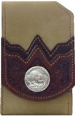 F2128106T - Flip phone cell case - Nubuck with buffalo concho, clip on back