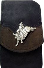 F2131084B - Flip phone cell case - Nubuck, 2 overlay, bull & rider concho, clip on back (Matching 0340084B, 8112084B)