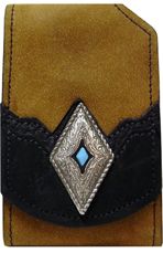 F2148067T - Flip phone cell case - Silver diamond concho with turquoise in the center, clip on back