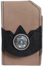 F2148068T - Flip phone cell case - Round floral concho with turquoise in the center, clip on back