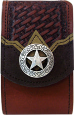 F2169050C - Flip phone cell case - Embossed flap with 2 overlays, silver star concho, clip on back