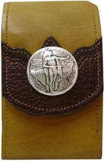 F2198102T - Flip phone cell case - 2 overlays, Indian half dollar concho, clip on back