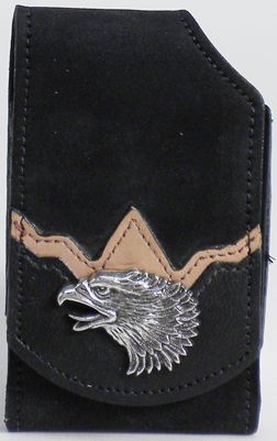 F2201140B - Flip phone cell case - 2 overlays, eagle head concho, clip on back