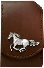 F2118048S - Flip phone cell case - Running horse concho, clip on back