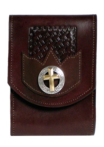 V2242064C - Smart Phone  Case - 1 overlay, lattice work, 2 tone raise cross on antique silver cross, clip on back -