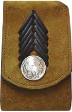 F2252107T - Flip phone cell case - Lacing, Indian head concho, clip on back