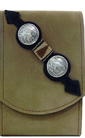 V2259106T - Smart Phone Case - 1 overlay, southwest ribbon, Indian head nickel & buffalo nickel conchos, clip on back