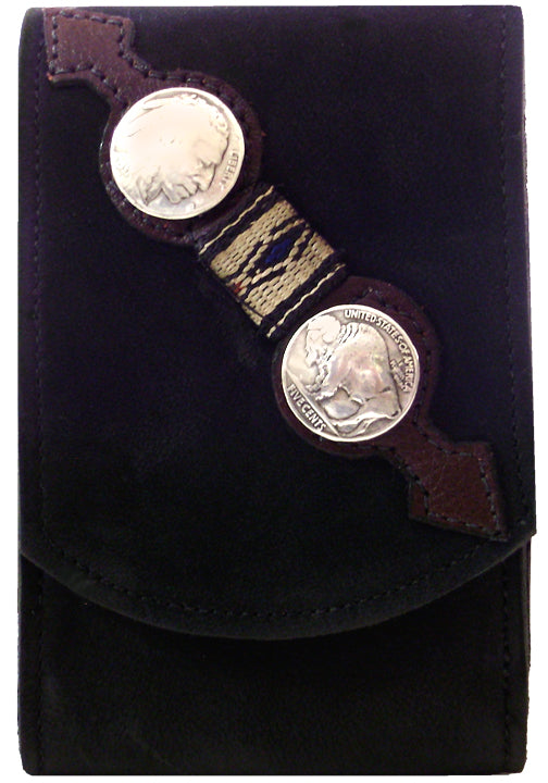 X2259106B - XL Smart Phone Case - 1 overlay, southwest ribbon, Indian head nickel & buffalo nickel conchos, clip on back