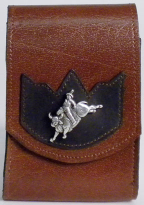 V2261084T - Smart Phone Case  - 1 overlay, bull & rider concho, clip on back- Tan