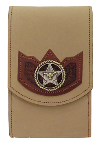 V2277042T - Smart phone case - Embossed overlay w/a longhorn on star in a circle concho, back clip